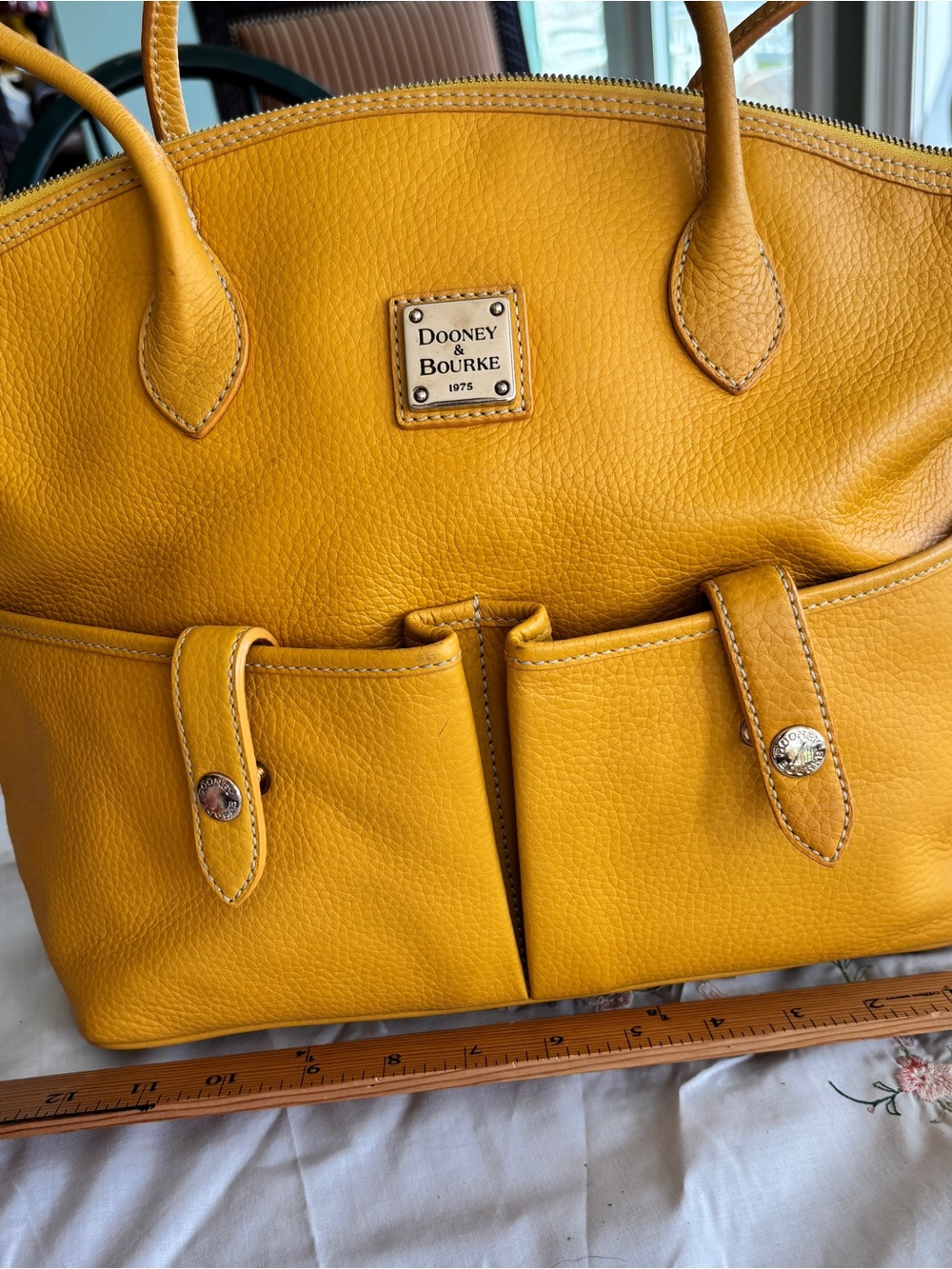 Dooney & Bourke Mustard Yellow Pebbled Leather Tote